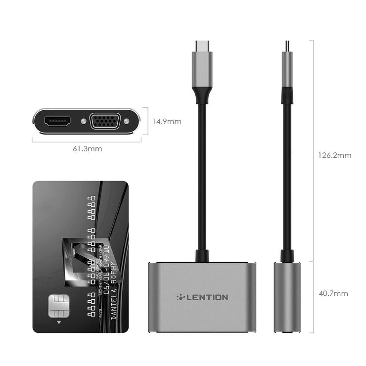 USB-C to HDMI&VGA Adapter, Up to 4K/30Hz HDMI Output|Space gray/Silver|Lention.com