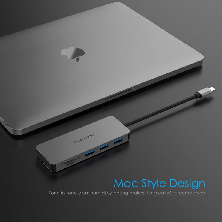 LENTION USB C Hub with 3 USB 3.0, SD/Micro SD Reader and Charging Port - $29.99 -  Space gray/Rose gold/Silver| Lention.com