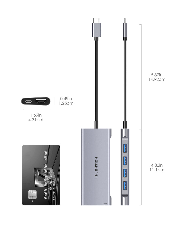 LENTION USB C Hub with 4K HDMI Output(4K@60Hz), 4 USB 3.0, Type C Charging Dongle (CB-C35sH)