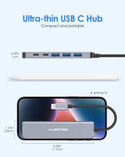 LENTION USB C Hub, 6 in 1 USB C to USB Adapter, USB C Multiport Dongle with 4K HDMI, USB C Data Port, USB 3.0, 100W PD (CB-CE35s)