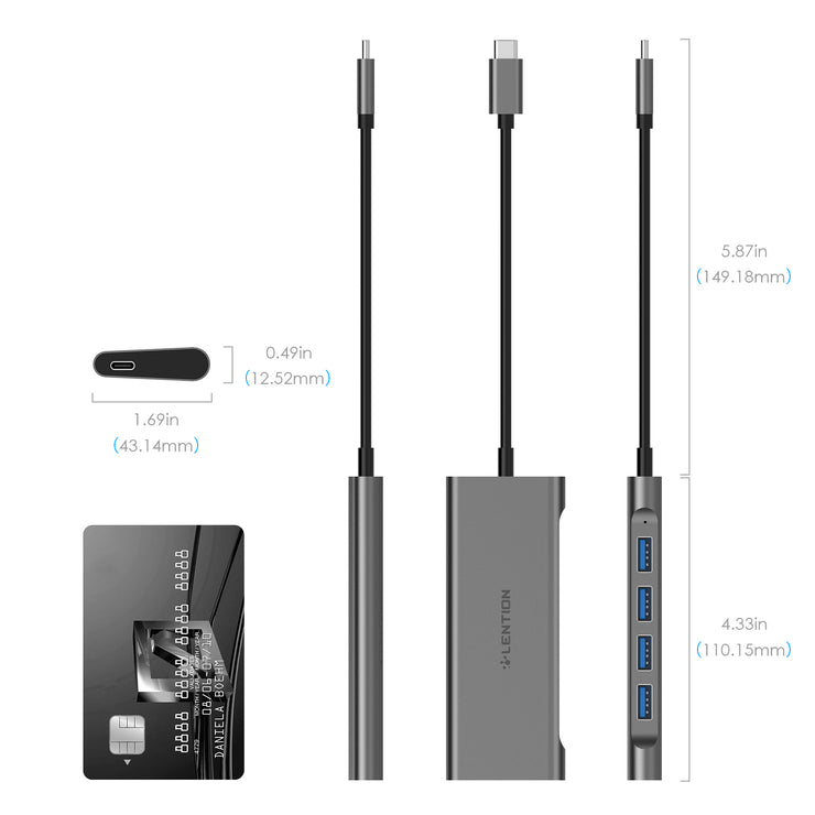 LENTION USB C Hub|Widely compatibility for MacBook Pro 2016 2017 2018 2019 2020, New MacBook Air 2018 2019 2020 - (Not for previous generation MacBook Air & Pro), MacBook 12, Surface Pro 7/Book 2/Go, Chromebook, Windows Laptop, and more full-functional type-c devices.