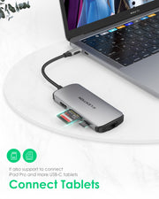  LENTION USB C Hub with Adjustable Ethernet Adapter, 4K HDMI, SD/Micro SD Card Reader, 2 USB 3.0, USB 2.0, 60W Type C PD Charging Adapter|Compatible with MacBook 12, Surface Pro 7/Go/Book 2, Chromebook, Dell, HP, Acer, Lenovo