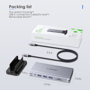 LENTION Long Cable 11 in 1 USB C Docking Station with 4K60Hz HDMI, Stable Driver Certified (CB-D54)