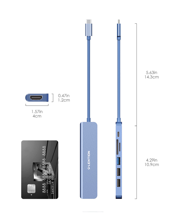 LENTION USB C Hub with 100W Charging, 4K HDMI, Dual Card Reader, USB 3.0 & 2.0 (CB-CE18)