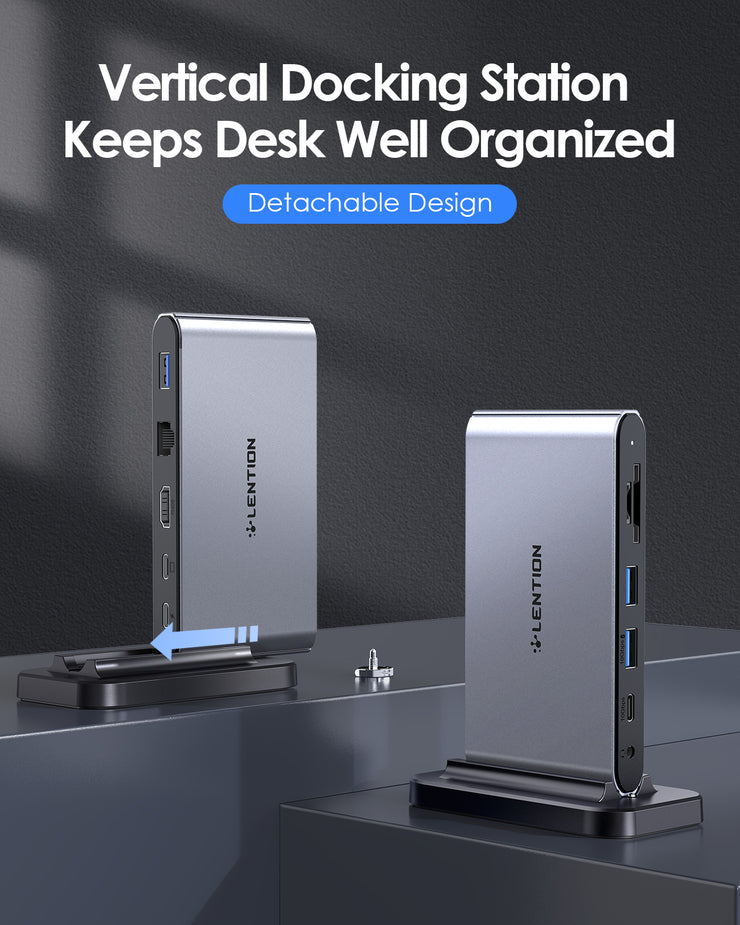 LENTION USB C 10-in-1 Docking Station (CB-D65, Space Gray)