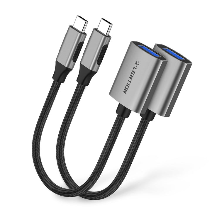 LENTION USB C to USB 3.0 Adapter [2-Pack], Type C Male to USB 3.0 Female OTG Converter - USB A Adapter|US