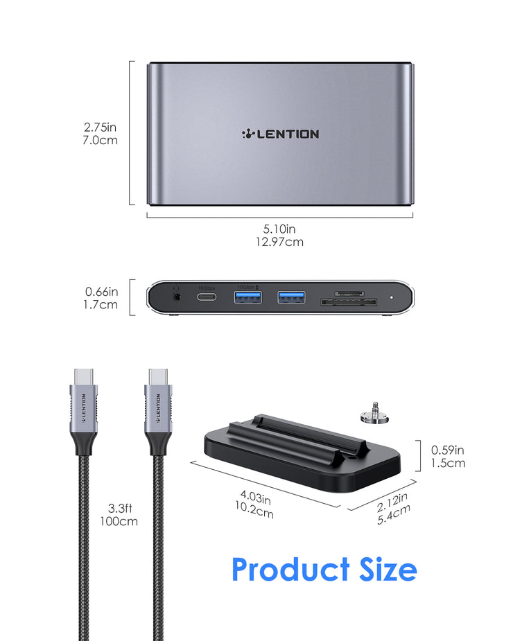 LENTION USB C 10-in-1 Docking Station (CB-D65, Space Gray)