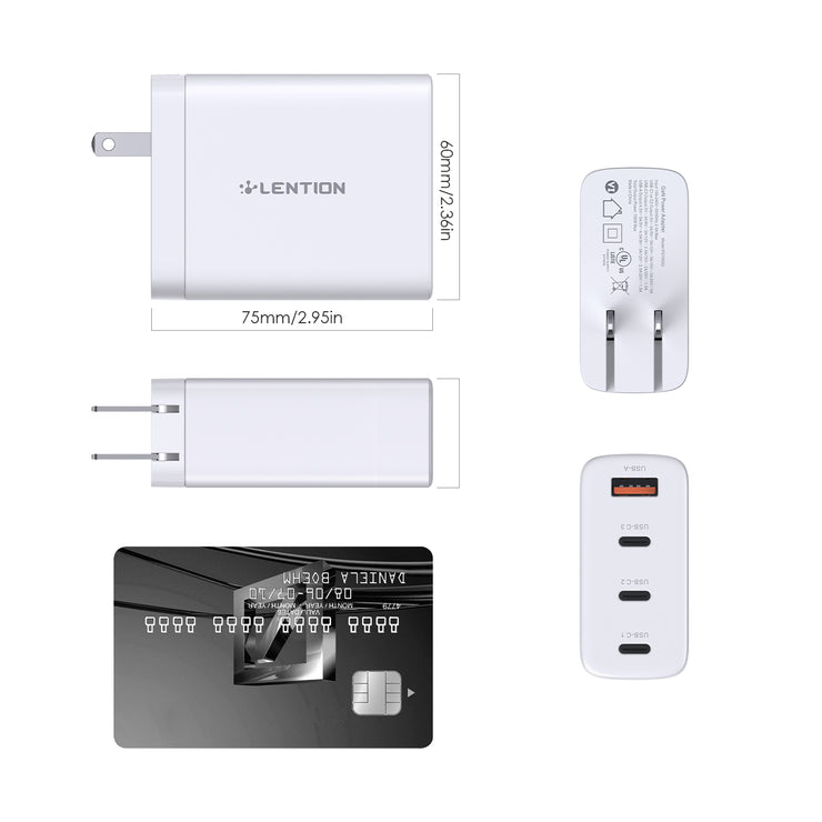 LENTION GaN 100W Gallium Nitride Fast Charger US and JP Standard (PQ1002Pro-WHI)