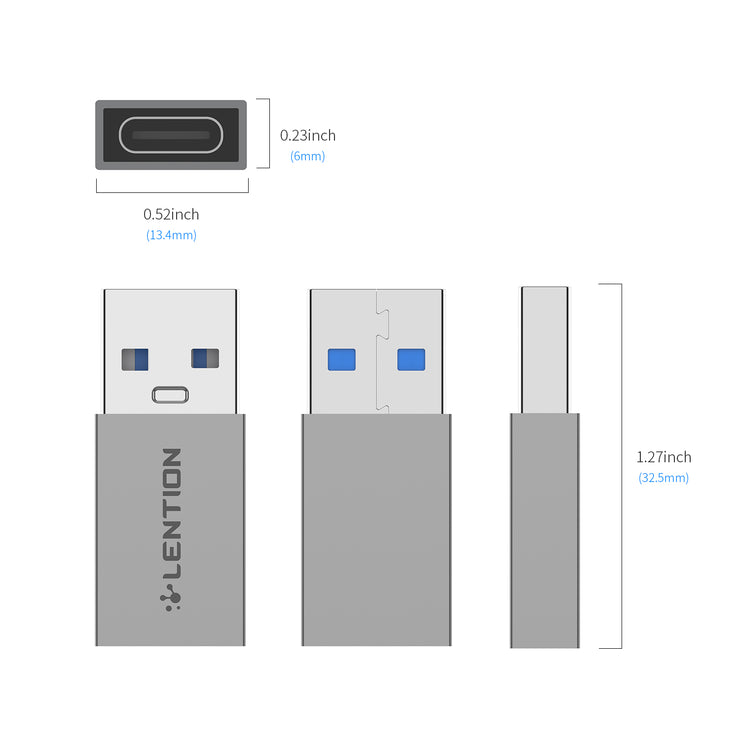 LENTION USB-A to USB-C Adapter | Part Number: CB-H3-2 | Lention.com