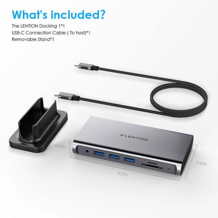 LENTION 10 in 1 Long Cable USB C Docking Station (CB-D55)