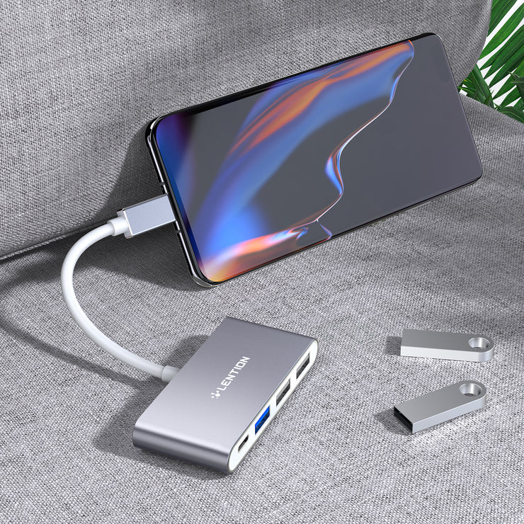 LENTION 4-in-1 USB-C Hub with USB 3.0, USB 2.0 (CB-C13)