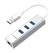 LENTION USB-A to 3 USB 3.0 10cm/0.5m Hub with Gigabit Ethernet LAN Adapter (CB-H23s)