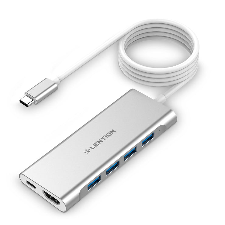 LENTION 6 in 1 Long Cable USB-C Hub with 4K HDMI, 4 USB 3.0, and PD (CB-C35H)