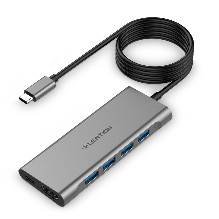 Long Cable USB-C Multi-Port Hub for New MacBook Air & Pro (With Thunderbolt 3 Ports) / MacBook 12 Dell XPS 13 / XPS 15 / Inspiron 13 7000 / Inspiron 15 7000