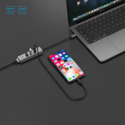 LENTION USB-C to 3 USB 3.0 Ultra Slim Hub with Gigabit Ethernet LAN Adapter - ($23.99, Space gray/Silver) -USB C Hub | Lention