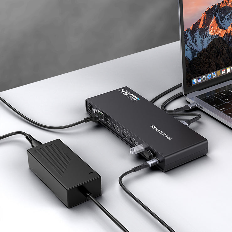 LENTION 5K USB C & USB A Docking Station with HDMI, DisplayPort Dual 4K Displays, Gigabit Ethernet, Audio Adapter, 6 USB 3.0 (D92)