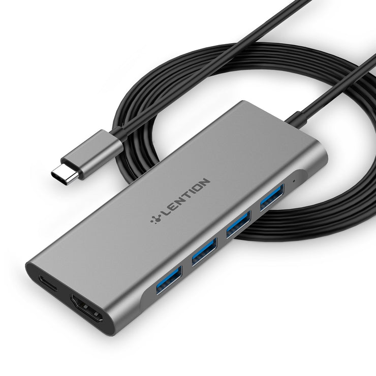 LENTION 6 in 1 Long Cable USB C Multi Port Hub Lention