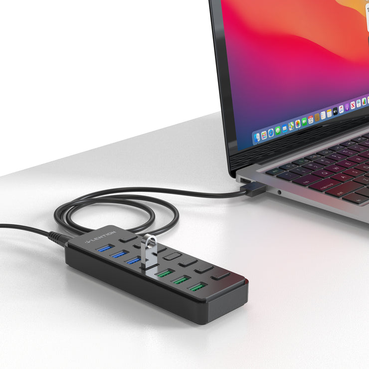 Lention.com: Lention Powered 7 USB 3.0 Multiport Hub with 3 Smart Charging [US Warehouse In Stock], Support Windows 10, 8.1, 8, 7, Vista, XP, Chromebook OS, Mac OS X (10.x or above), Linux and more