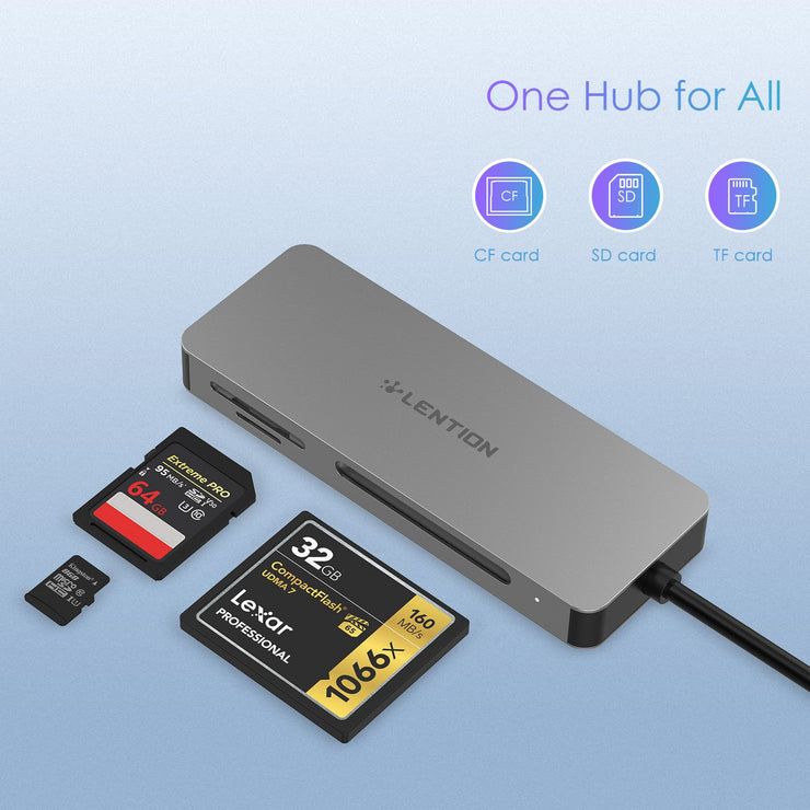 LENTION USB C to CF/SD/Micro SD Card Reader, SD 3.0 Card Adapter -$19.99  | Lention.com
