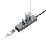  USB-A to 3 USB 3.0 10cm/0.5m Hub with Gigabit Ethernet LAN Adapter  | LENTION