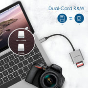 LENTION USB-C to SD/Micro SD Card Reader, SD 3.0 Card Adapter|Space gray/Silver|Lention.com