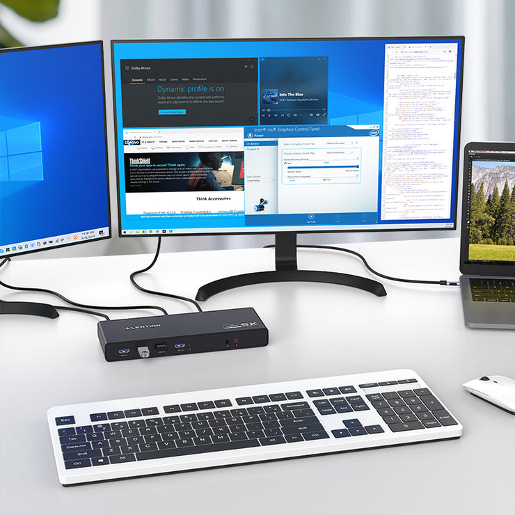 LENTION 5K USB C & USB A Docking Station with HDMI, DisplayPort Dual 4K Displays, Gigabit Ethernet, Audio Adapter, 6 USB 3.0 (D92)