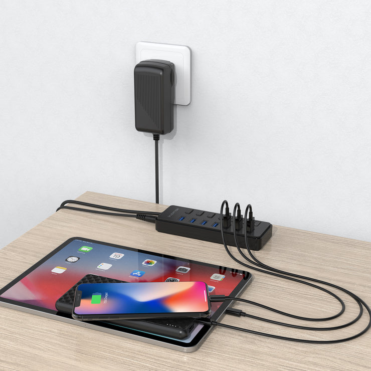 Lention.com: Lention Powered 7 USB 3.0 Multiport Hub with 3 Smart Charging [US Warehouse In Stock], Support Windows 10, 8.1, 8, 7, Vista, XP, Chromebook OS, Mac OS X (10.x or above), Linux and more