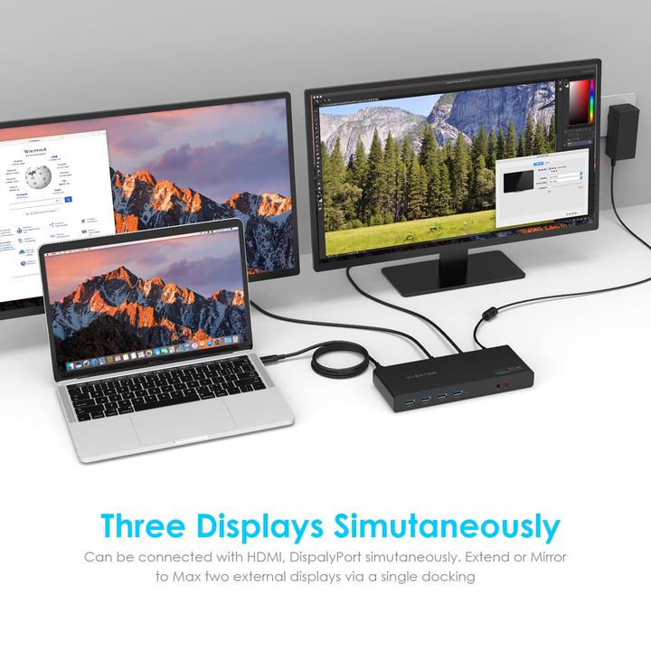 LENTION 5K USB C & USB A Docking Station with HDMI, DisplayPort Dual 4K Displays, Gigabit Ethernet, Audio Adapter, 6 USB 3.0 (D92)