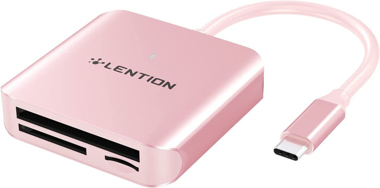 LENTION USB-C to CF/ SD/ Micro SD Card Reader, SD 3.0 Card Adapter (CB-C8s)