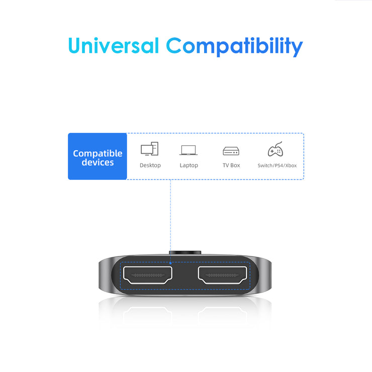 $19.99 - LENTION 2 x 1//1 x 2 Bi-Directional 4K/60Hz Aluminum Dual HDMI Switcher, No External Power Required Compatible Windows, Mac, Chrome, Linux, HDTV, TV Box, More (TP-S32) (US Warehouse in Stock)