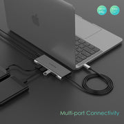 LENTION 6 in 1 Long Cable USB-C Hub with 4K HDMI, 4 USB 3.0, and PD (CB-C35H)