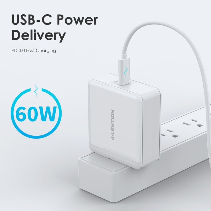 Lention.com: USB Wall Charger, 60W USB C Wall Charger with Fast Charge PD Adapter | Lention- Fashionable Mobile  Accessories Compatible with Dell XPS 13 9350 9360 / XPS 15 9550 / XPS 12 9250 / Precision 5510 / Inspiron 13 7000 / Inspiron 15 7000: Electronics