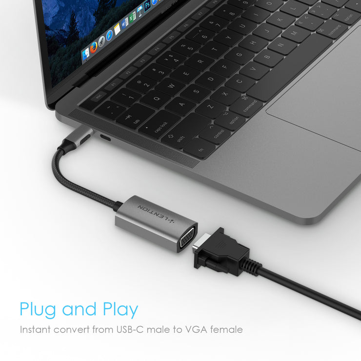 LENTION USB-C to VGA Adapter, Type C to VGA Cable Converter - Space gray/Silver/Rose gold | Lention.com