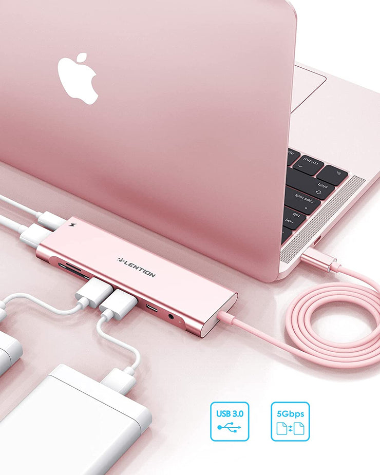 LENTION 8 in 1 3.3FT Long Cable USB C Hub (CB-C37-1M)
