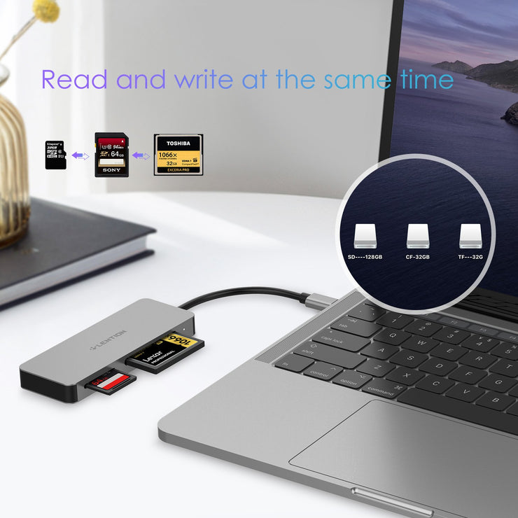  LENTION USB C to CF/SD/Micro SD Card Reader, SD 3.0 Card Adapter  - Lention