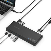 LENTION 5K USB C & USB A Docking Station with HDMI, DisplayPort Dual 4K Displays, Gigabit Ethernet, Audio Adapter, 6 USB 3.0 (D92)