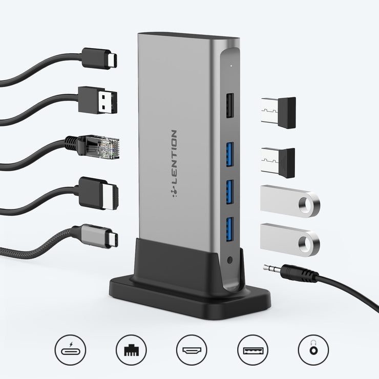 CB-D53 USB-C Docking Station with Long Cable-Through + Power  Delivery 100W - Docking Station | Lention.com