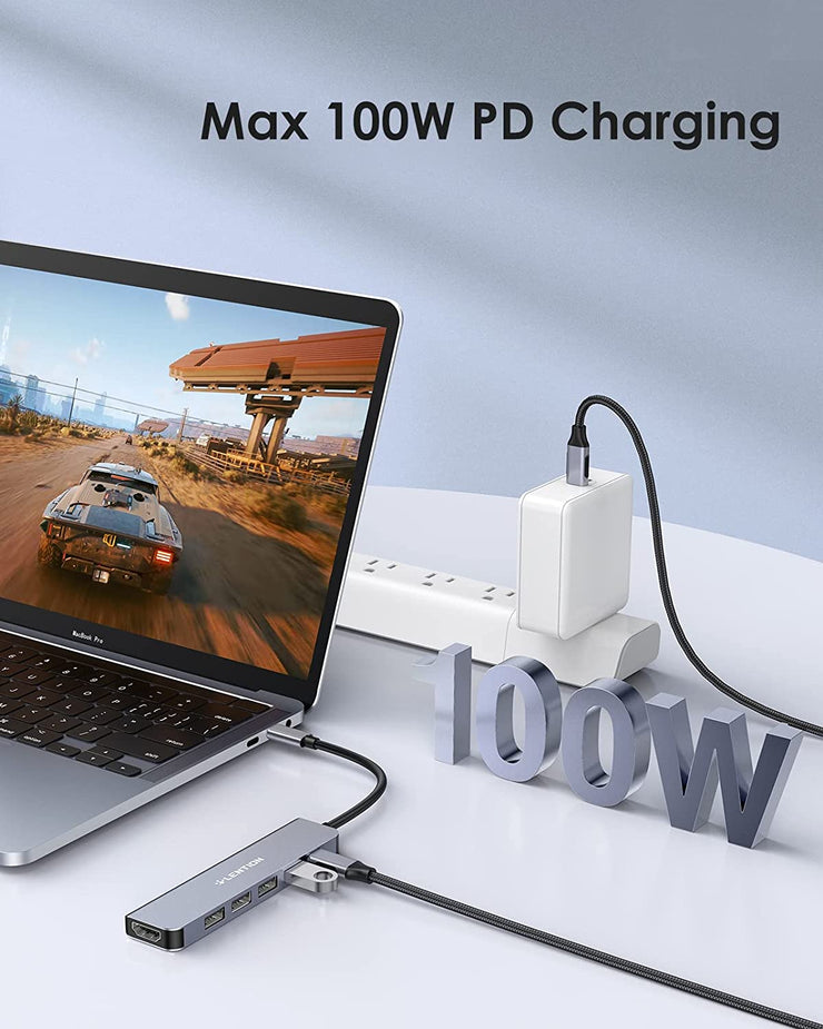 LENTION USB C Hub Multiport Adapter with 100W PD Charging, 4K HDMI, USB 3.0 & 2.0 (CB-CE17)