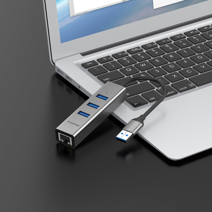 USB-A to 3 USB 3.0 10cm/0.5m Hub with Gigabit Ethernet LAN Adapter.... | Lention（$23.99）