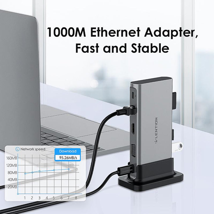 LENTION 10 in 1 Long Cable USB C Docking Station (CB-D55)