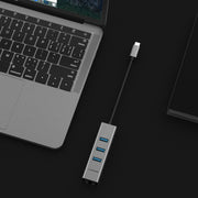 LENTION USB-C to 3 USB 3.0 Ultra Slim Hub with Gigabit Ethernet LAN Adapter  - Lention