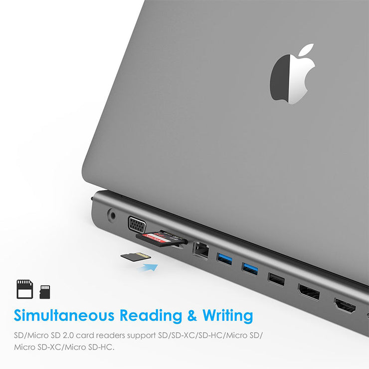 USB C Docking Station with 1000M Ethernet or Card Reader, Docking station gray ...