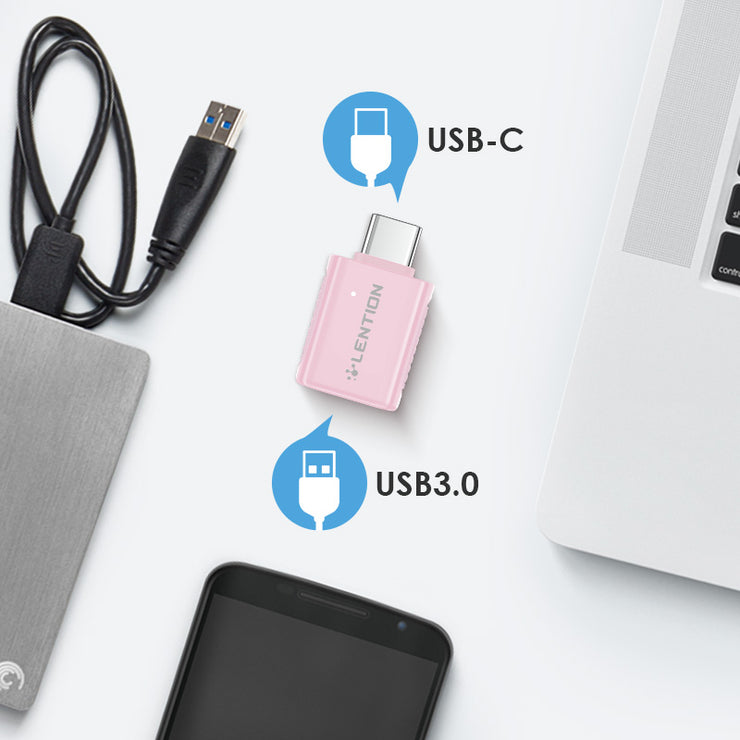 LENTION USB-C to USB 3.0 Adapter (3 Pack) OTG Converter (CB-C3s-3)