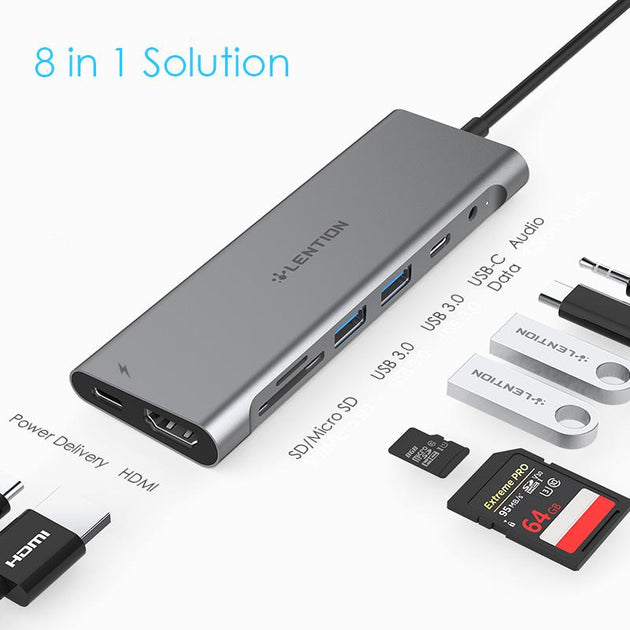 LENTION 2FT USB C Hub With 4 USB-C 3.2 Gen 2 Ports - 10Gbps, 100W PD Charging