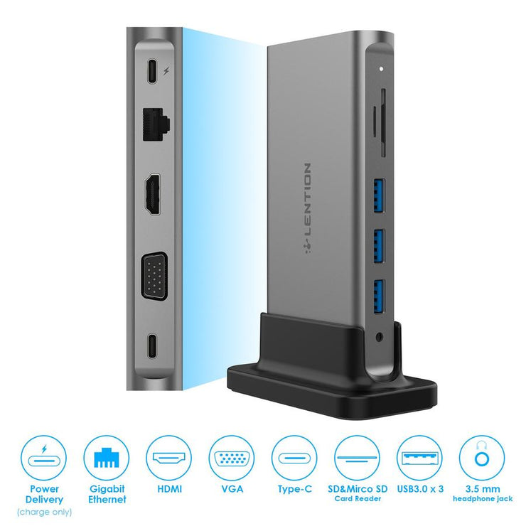 LENTION 10 in 1 Long Cable USB C Docking Station (CB-D55)