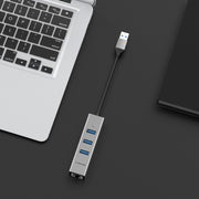 LENTION USB-A to 3 USB 3.0 10cm/0.5m Hub with Gigabit Ethernet LAN Adapter | Lention.com