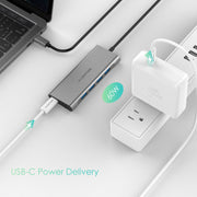 LENTION 6 in 1 Long Cable USB-C Hub with 4K HDMI, 4 USB 3.0, and PD (CB-C35H)