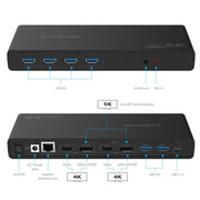 LENTION 5K USB C & USB A Docking Station with HDMI, DisplayPort Dual 4K Displays, Gigabit Ethernet, Audio Adapter, 6 USB 3.0 (D92)