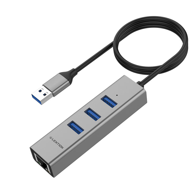 LENTION USB-A to 3 USB 3.0 10cm/0.5m Hub with Gigabit Ethernet LAN Adapter for MacBook Air (2009-2017), MacBook Pro 13/15 (Versions before 2016), Surface Pro, Dell, Lenovo, HP, and more PCs with USB-A ports:  Lention.com: Computers & Tablets