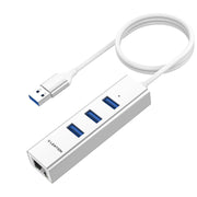 LENTION USB-A to 3 USB 3.0 10cm/0.5m Hub with Gigabit Ethernet LAN Adapter (CB-H23s)